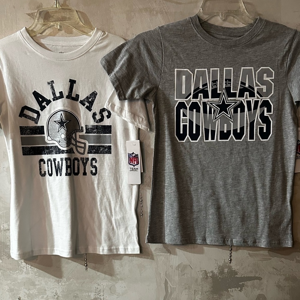 DALLAS Cowboys NFL Licensed for  Two Youth T-Shirt Bundle 1 white & 1 gray NWT